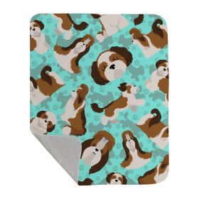 Shih Tzu Quilted Blanket 50x60 Artwork Pattern Quilted Throw Blanket for Bed, Couch, Sofa, Soft and Lightweight