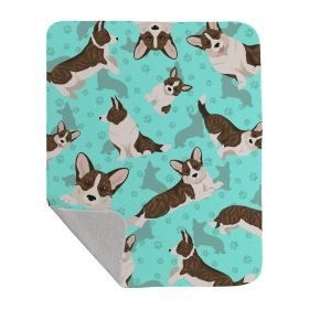 Brindle Cardigan Corgi Quilted Blanket 50x60 Artwork Pattern Quilted Throw Blanket for Bed, Couch, Sofa, Soft and Lightweight
