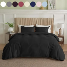 Serta Simply Clean Solid Duvet Cover King (Option: Black-King)
