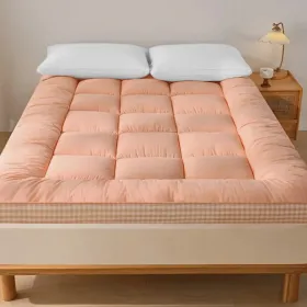 Mattress With Checkered Three-dimensional Edges, 4 Colors, Full Size (Color: Pink)
