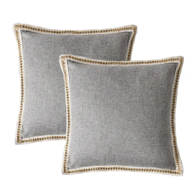 A Set Of Two-piece Retro Linen Trimmed Pillowcases (Option: 1Pair)
