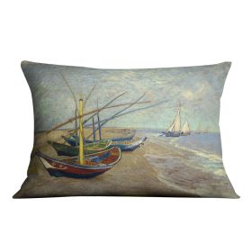Fishing boats at Sainte Marie Cushion (Insert: Without Insert, size: 18" X 18")