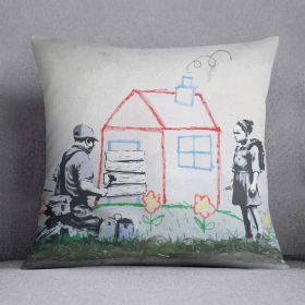 Banksy Play House Cushion (Insert: With Insert, size: 18" X 18")